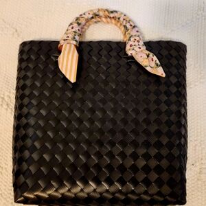 Casual Black Woven Hand Bag